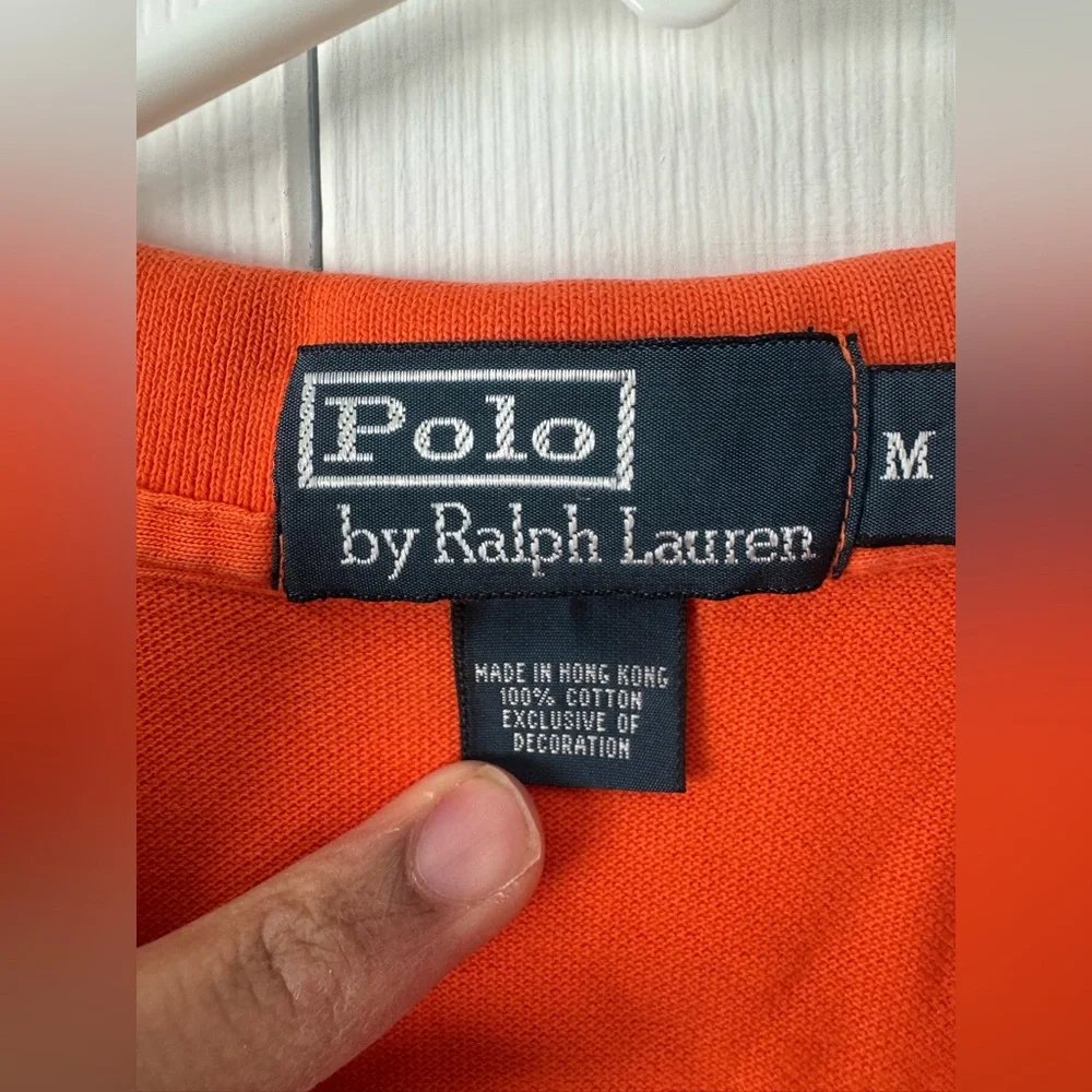 Polo Ralph Lauren Orange Polo Shirt Green Pony Logo Medium Multicolor